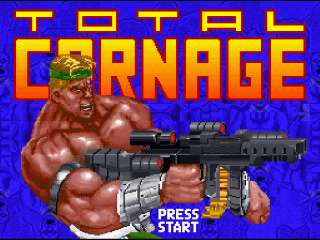 Total Carnage title screen for Super Nintendo
